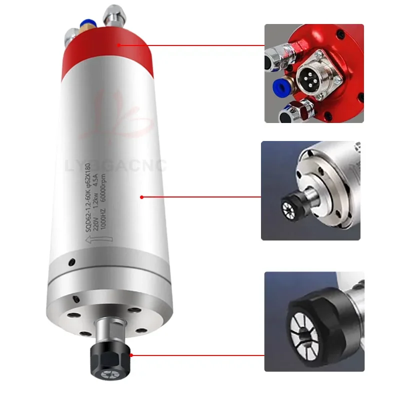 Imagem -03 - Motor do Eixo Refrigerado a Água Peças da Máquina de Gravação Fino 60000 Rpm Er11 220v 1.2kw Alta Velocidade