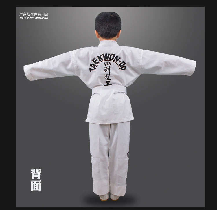 Professiona ITF Approve White Uniform Taekwondo Student Suit Kimono Martial Arts Taekwondo Clothes Long Sleeve Fitness