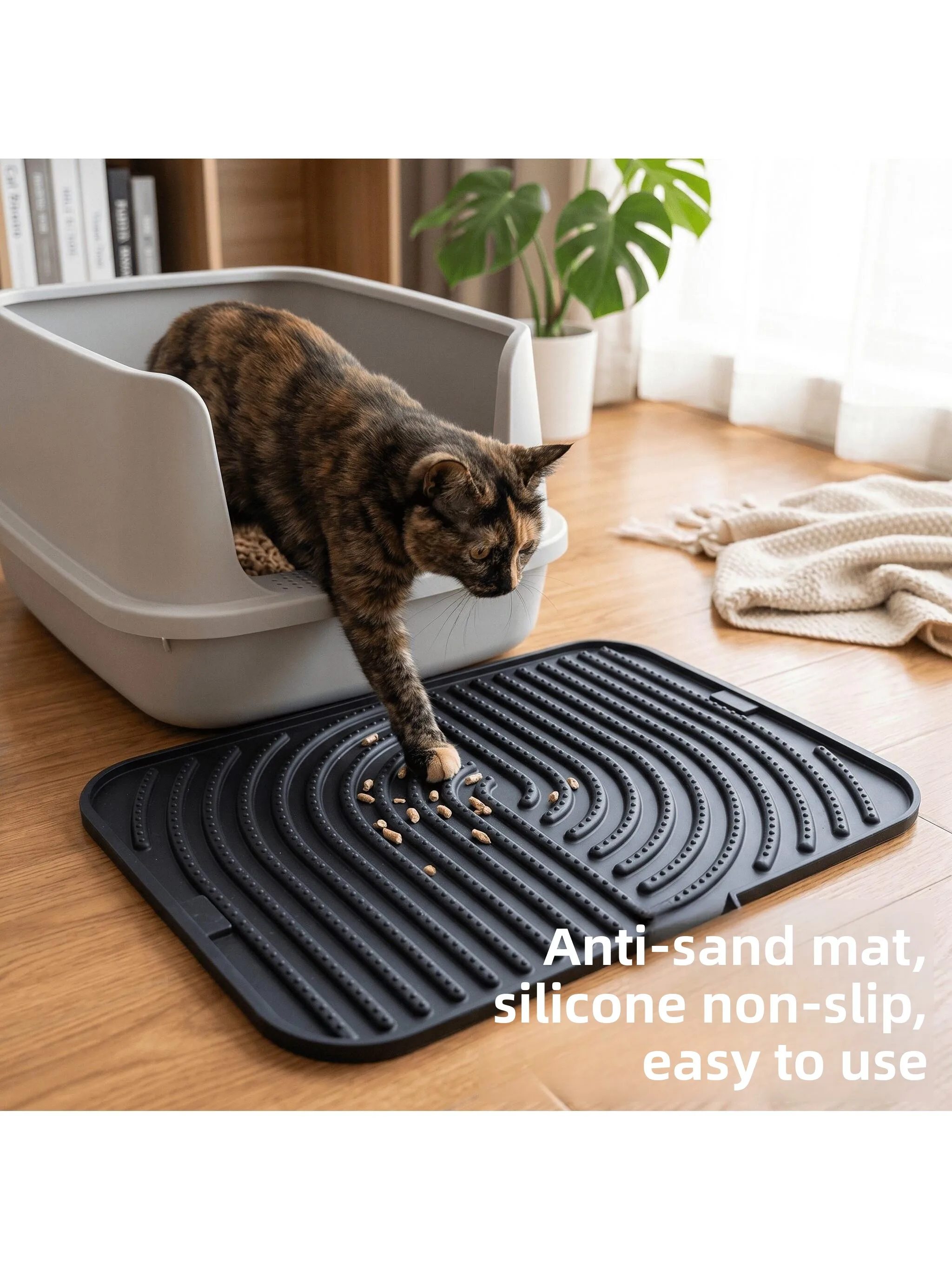 

Non-Slip Stackable Silicone Litter Mat Pet Mat Prevents Litter from Being Carried out Suitable for Cats And Dogs