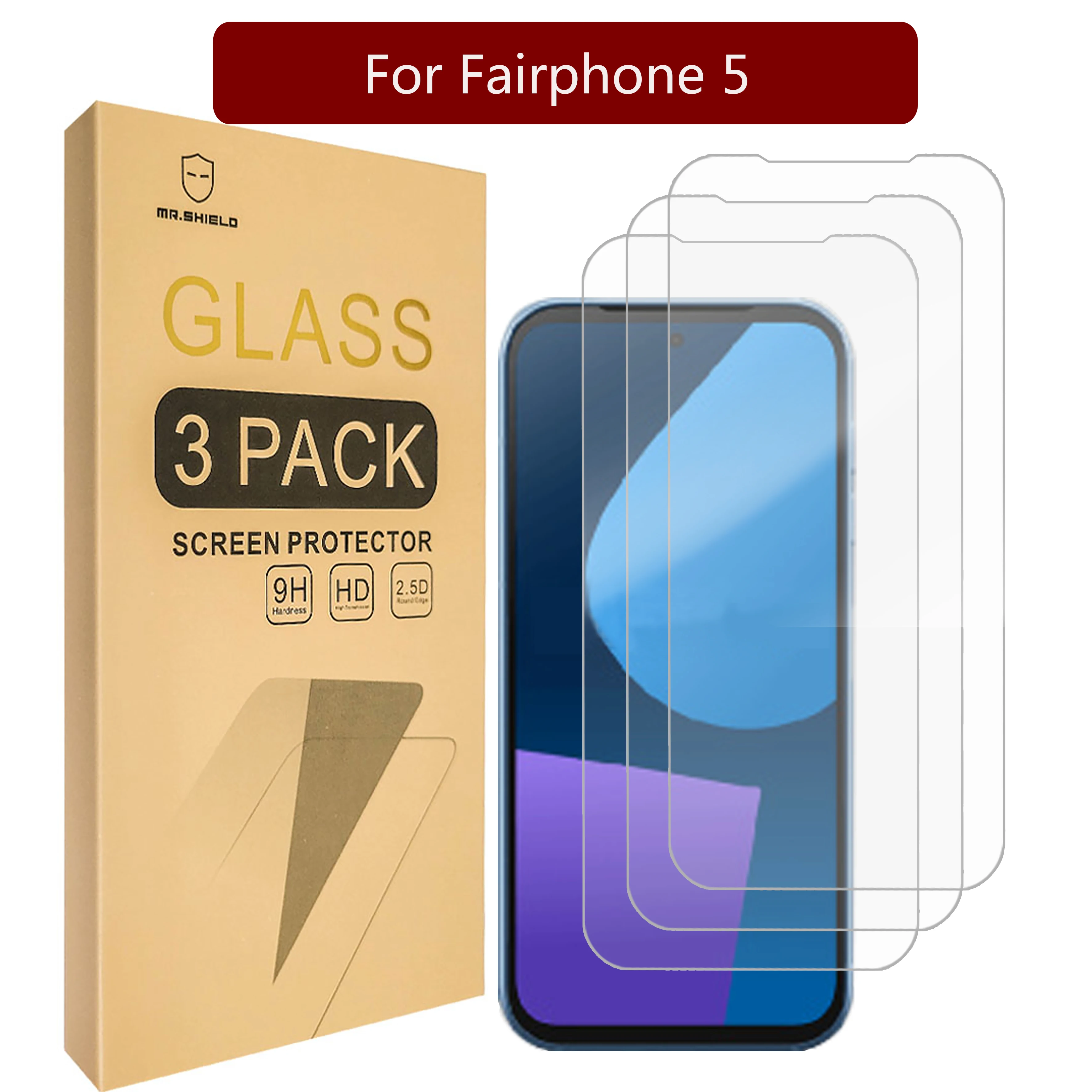 Mr.Shield [3-Pack] Screen Protector For Fairphone 5 [Tempered Glass] [Japan Glass with 9H Hardness] Screen Protector