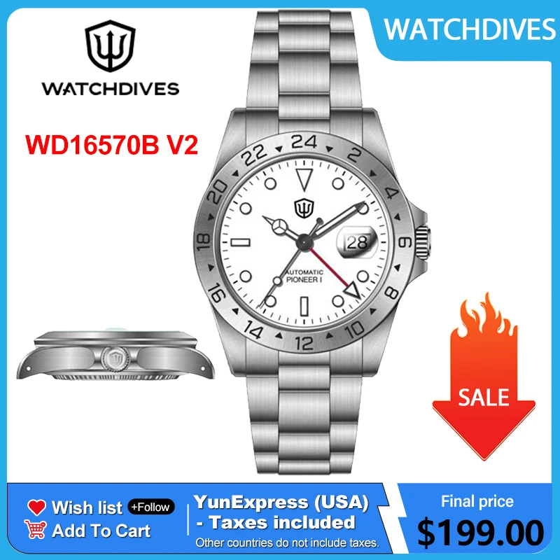 

Watchdives WD009B 38mm GMT Diver Watch Hangzhou6460 Automatic Movement Mechanical Luminous Waterproof 100m Watches WD16570B V2