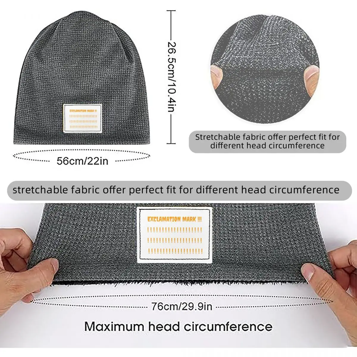 Exclamation Mark Alert The World For Upcoming Future Waffle Fleece Lined Beanie with PU Leather Patch Warm Winter Soft Cap