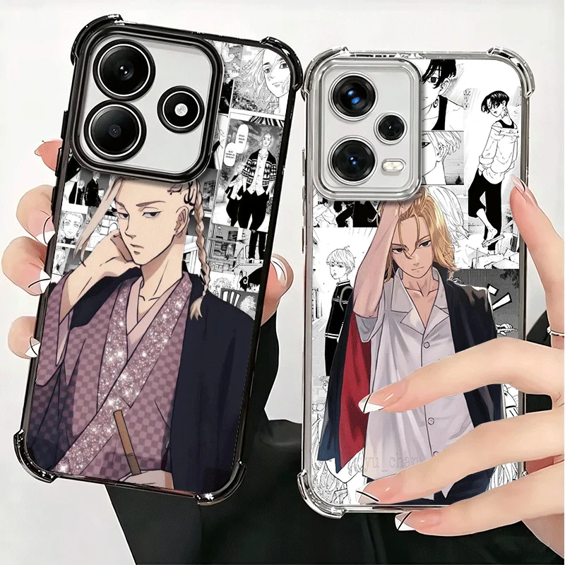 Funda Protectora Suave con Diseño de Tokyo Revengers para Xiaomi Redmi Note 14 15 Pro Plus 13 12 11S 11T 5G 10 9S 9, Anti-Caídas y con Recubrimiento