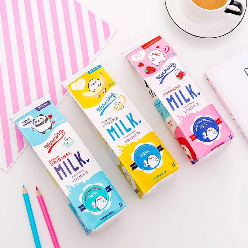 Cute School Case Korea School Pencil Case Milk Pencil Case Unusual Pencil Cases for Girls Boys School Supplies