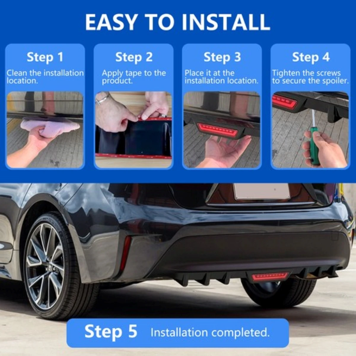 Car Rear Bumper Diffuser Lip Spoiler Splitter Body Kit For Ford Fusion 2004-2020