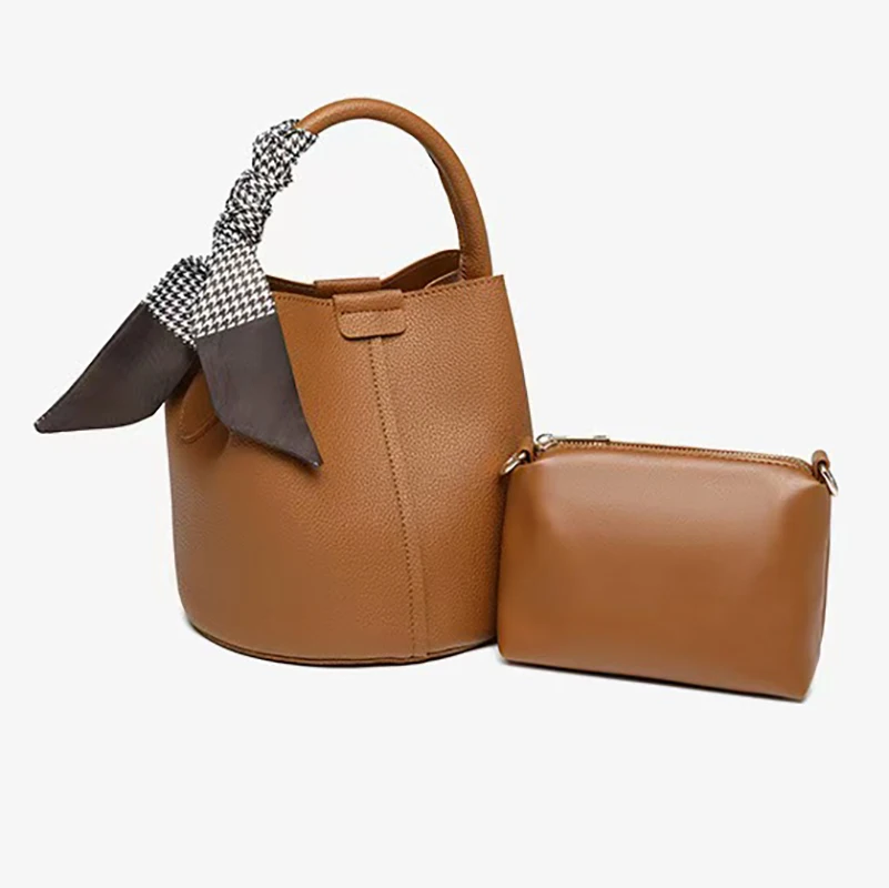 

2025 women's new fashionable retro crossbody bag shoulder bag bucket bag PU leather handbag