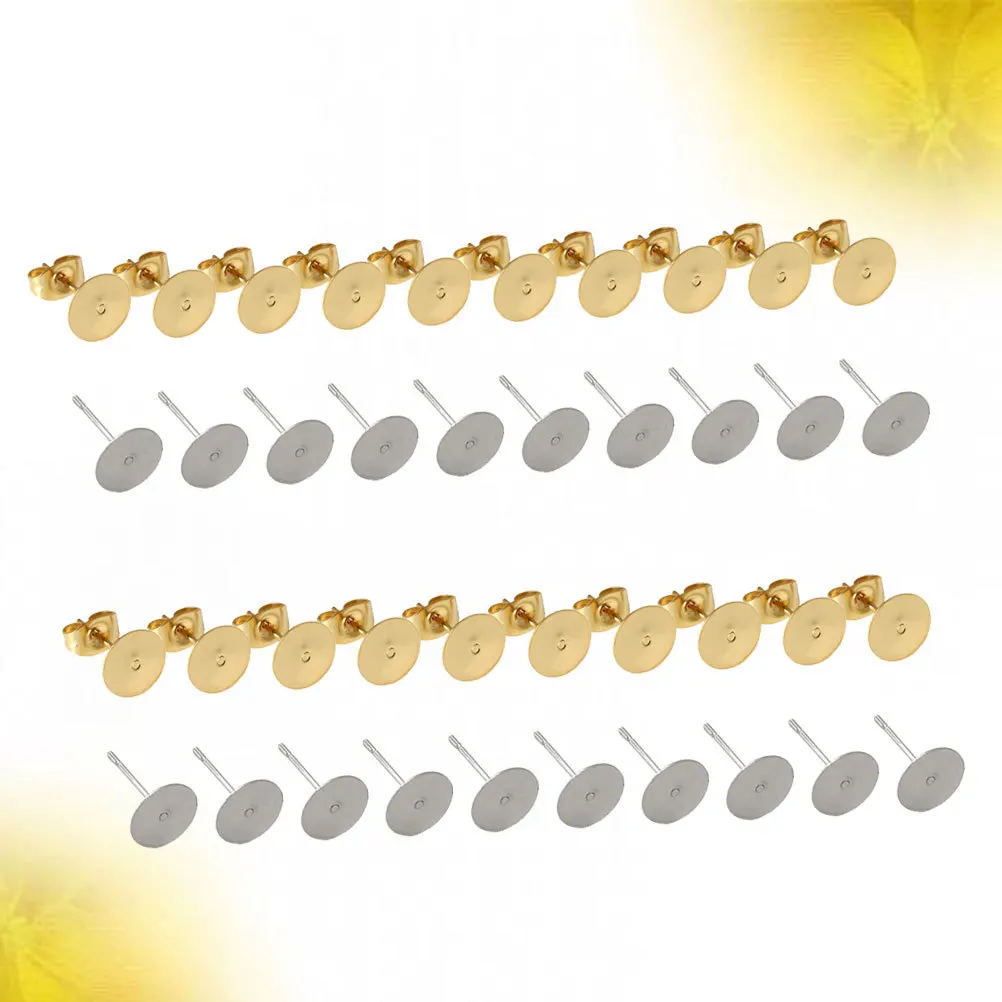 

400 pcs 6Mm Alloy Earring Studs Flat Pad For Diy Jewelry Making Craft Supplies Replacement Posts Earrings Accessories Material