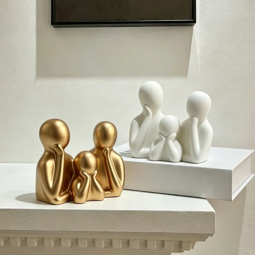 Couple Embracing Sculpture Abstract Family Sculpture Plastic Resin Minimalist Figure Statue 3D Printed Modern