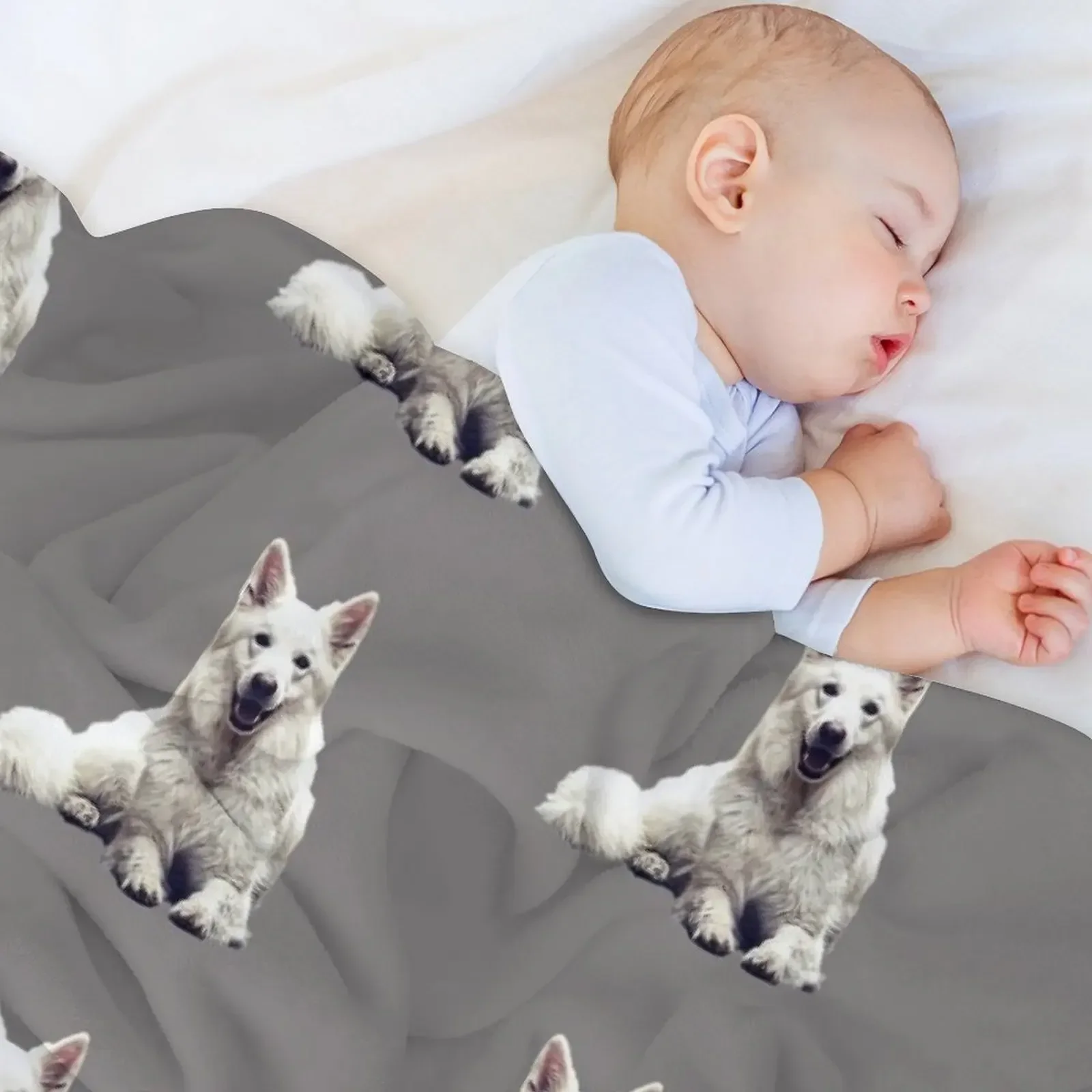 White Swiss Shepherd Dog Throw Blanket Heavy Designers Picnic Weighted Blankets