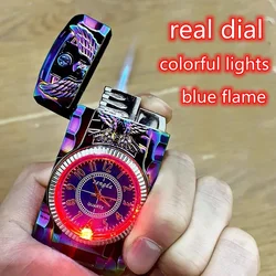 Creative Colorful Watch Jet Flame Windproof Butane Gas Lighter Personalized Metal Lighter Gifts for Men Cool Gadget