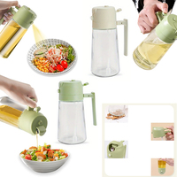 2-in-1 Glass Oil Bottle Sprayer for BBQ Olive Oil Diffuser Vinegar Soy Sauce Dispenser with Lid for Cooking Air Fryer Salad Tool