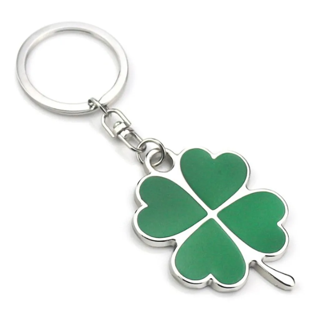 Simple New Niche Green Leaf Keychain Fashion Creative Exquisite Four-leaf Clover Lucky Keychain Key Ring Holiday GiftAccessories