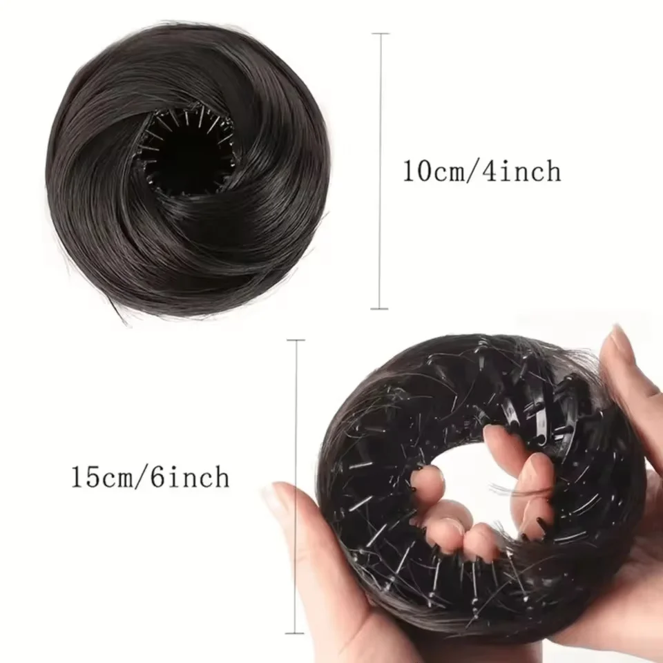 4 INCH Synthetic Hair Bun With Circle Elastic Clips Bird's Nest Shaped Retractable Hairpieces Fashionable Wig Hair Accessories