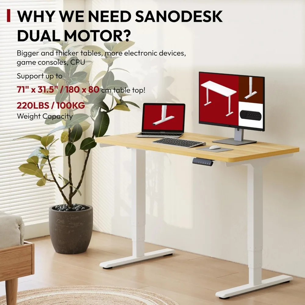 مكتب قائم كهربائي مقاس 48 بوصة، مكتب قابل للتعديل لارتفاع المحرك المزدوج، مكتب قائم مستقر ومتين بثلاث مراحل للمكتب المنزلي #3
