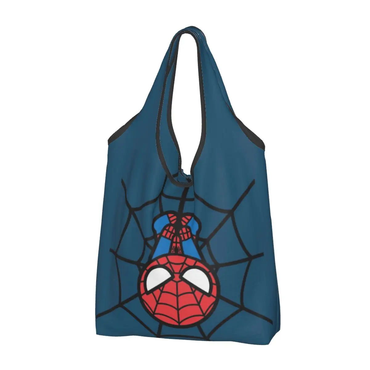 Custom Spider Man Hanging Upside Down Grocery Tote Shopping Bag Women Cute Spiderman Shoulder Shopper Bags Big Capacity Handbag