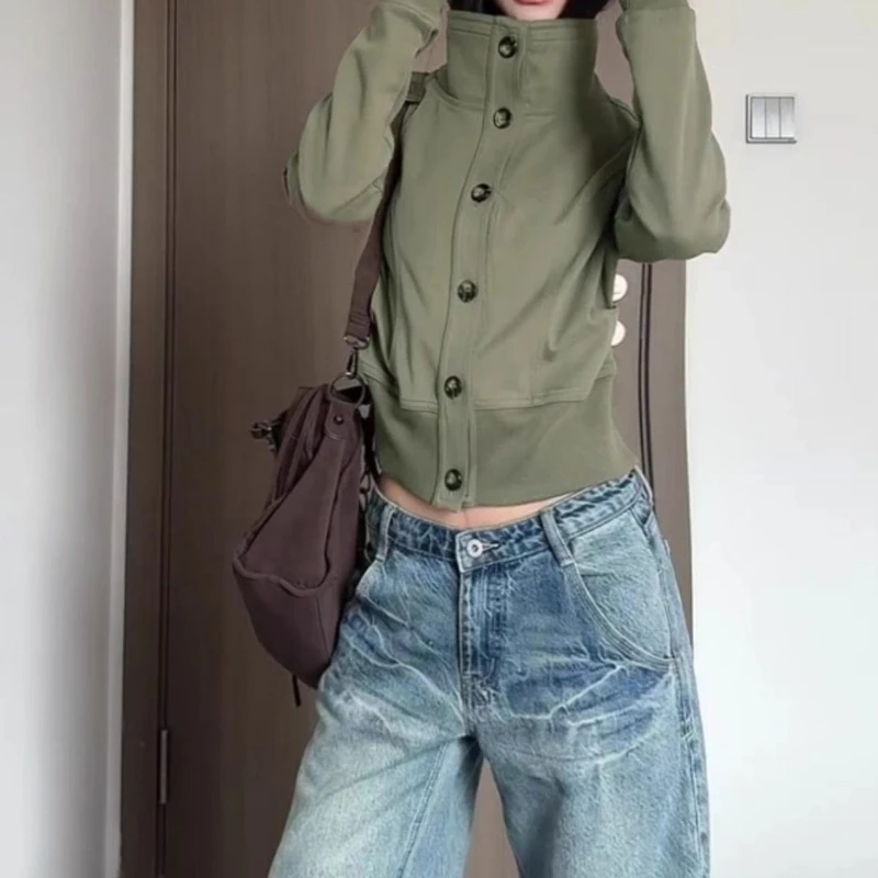 

American Retro Design Lapel Tooling Short Jacket Women's Autumn Casual Loose Short Motorcycle Jacket