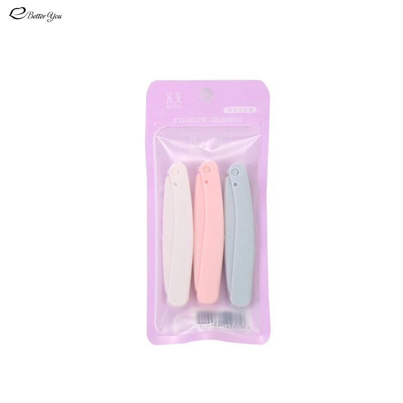 Eyebrow Trimmer Foldable Eye brow Scraper Hair Remover Set Portable Stainless Steel Women Face Razor Blades Shaver Beauty Tools