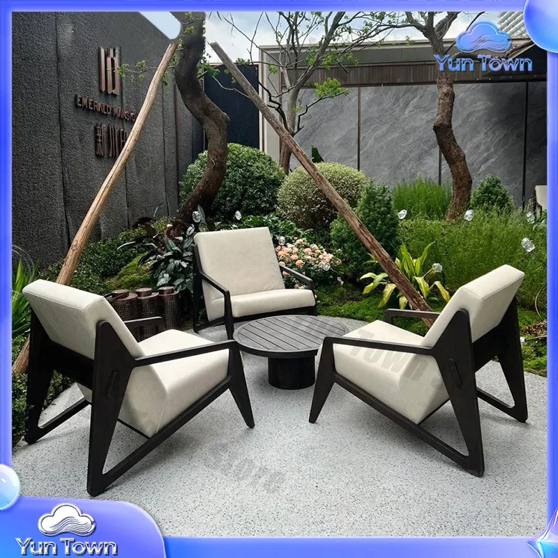 Outdoor leisure sofa coffee table designer courtyard garden aluminum alloy deck chair villa outdoor Chinese solid wood