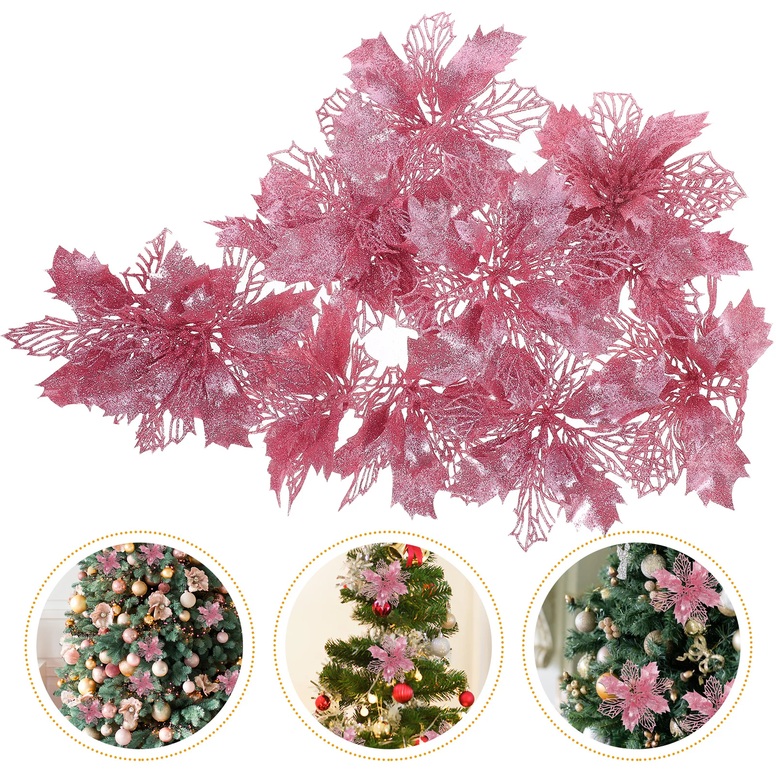 

12 Pcs Christmas Decorations Festival Flower Decorative Artificial Flowers Xmas Adornment Flash