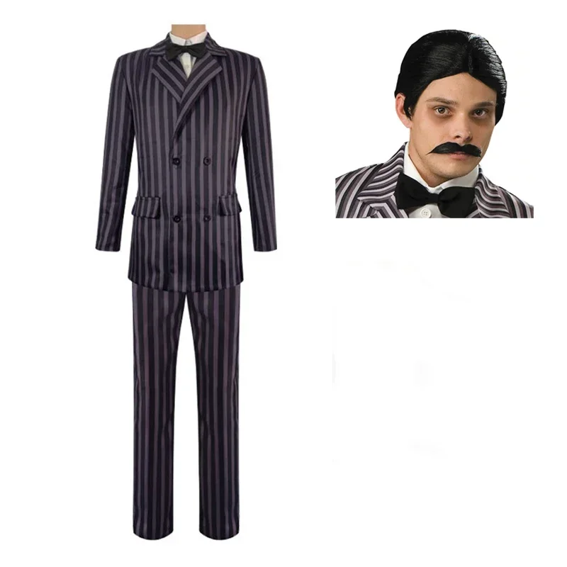 

The Addams Cosplay Family Wednesday Addams Costume Suit Halloween Carnival Outfit Men Coat Shirt Pant Tie Suit Party Uniform