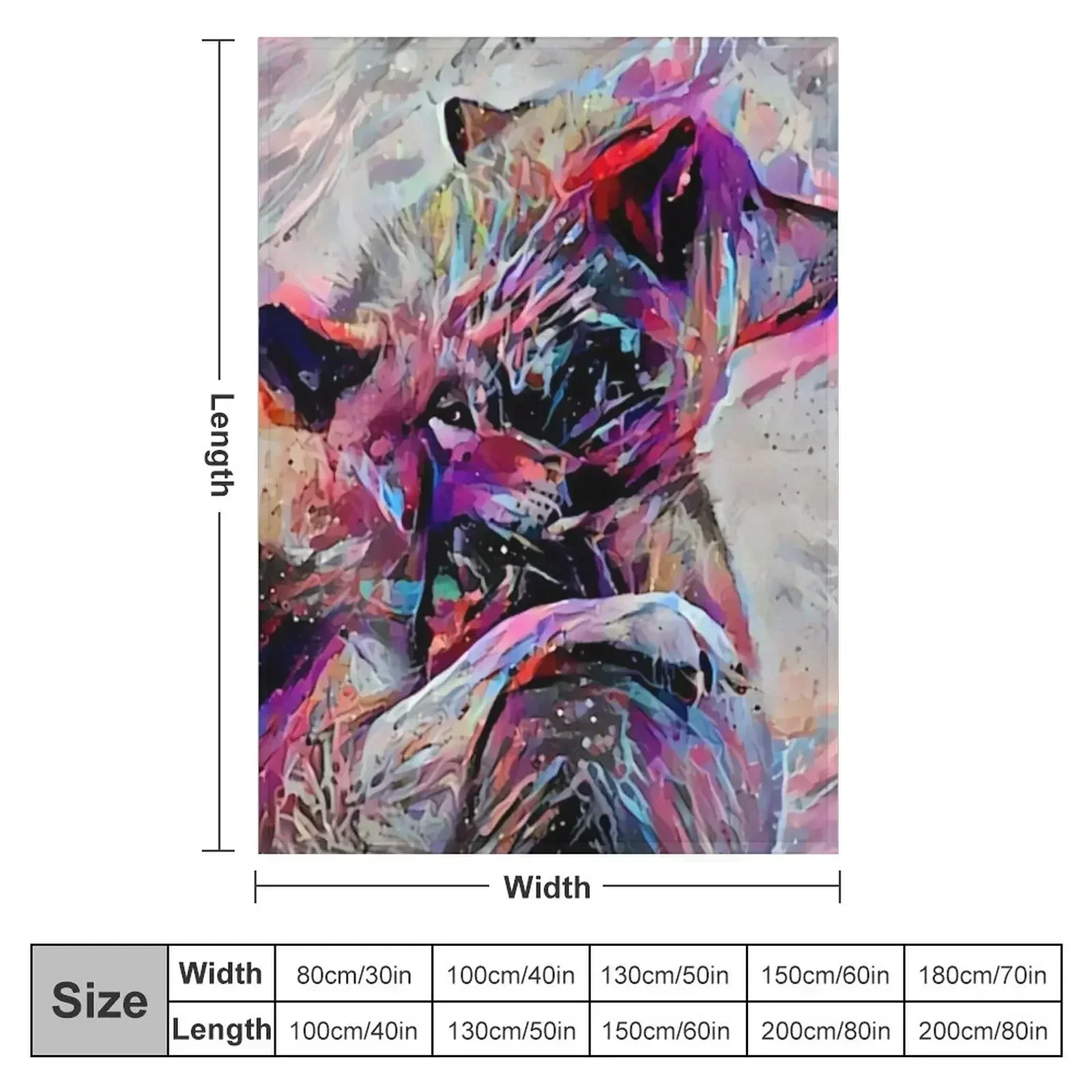 Vaporpaint Neon Wolf Pair Throw Blanket blankets and throws Beach Blankets