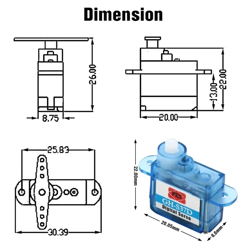 PES GH-S37D Digital Servo 3.7g 5PCS 10PCS Mini Micro for RC Airplane Helicopter FPV Drone Robot DIY High Speed