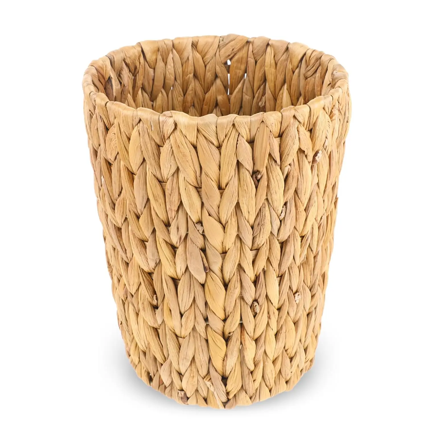 

Handwoven Water Hyacinth Trash Can, Boho Woven Decorative Garbage Bin for Bathroom Bedroom Kitchen Office Living Room