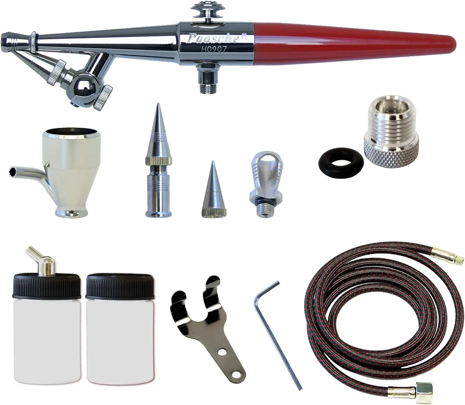 

Single Action Siphon Feed Airbrush Set with 3 Head Sizes, Perfect for Beginners