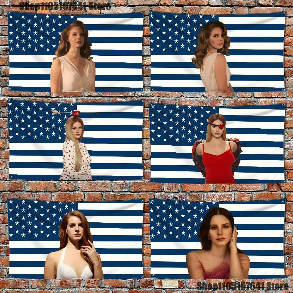 

Singer L-Lana DelS Rey Flag Tapestry Banner For Bedroom Outdoor Living Room Restaurant Bar Wall Decor Party