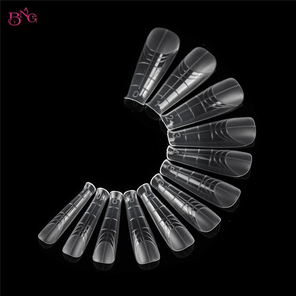 BNG 168/180Pcs Dual Nail Forms Set Builder Extension Gel Nail Molds for Poly Nail Gel Art Design Reusable Nail Tips 6/12 Types