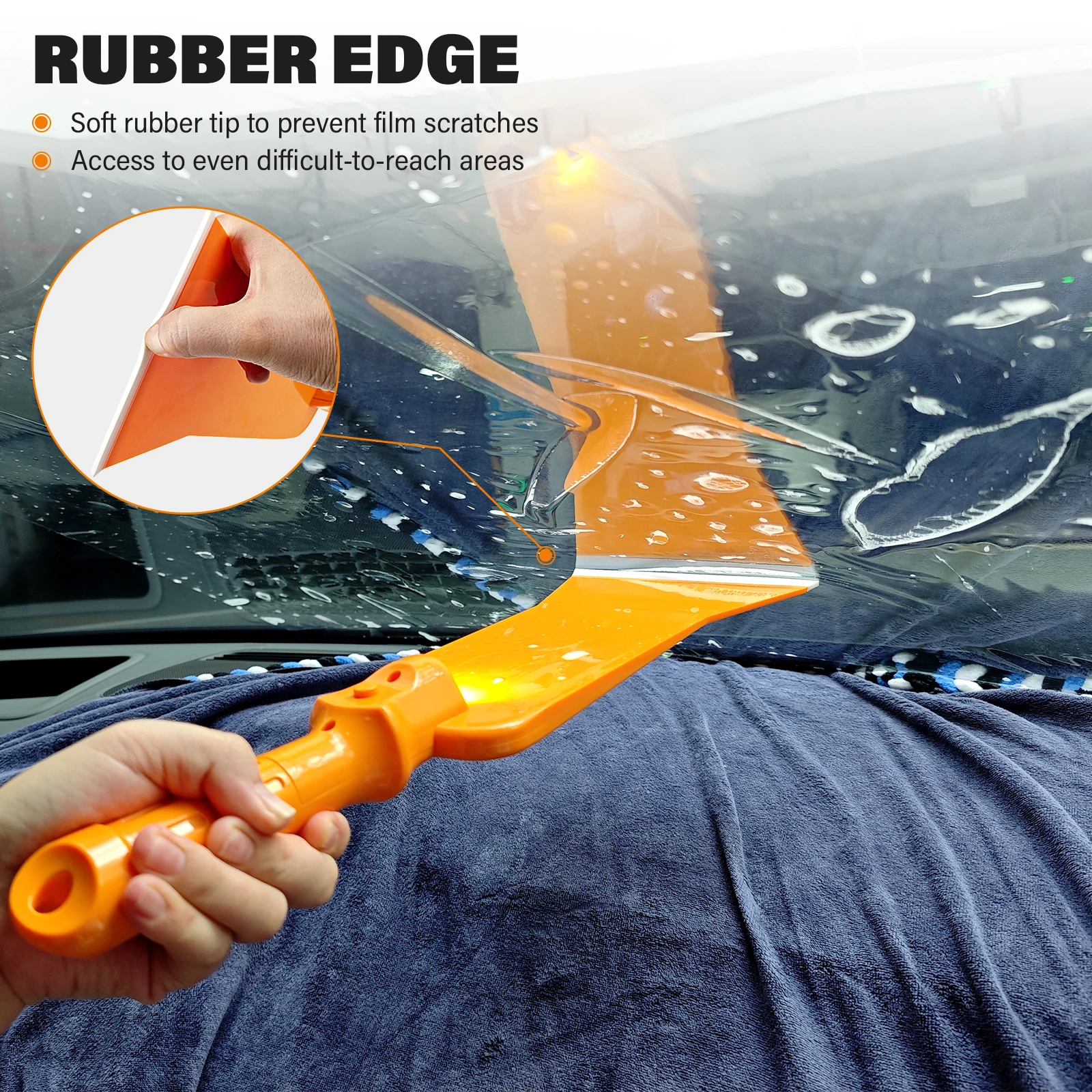 FOSHIO Rubber Edge Window Tint Bulldozer Squeegee For Car Protection Film Installing Windshield House Cleaning Water Quick Wiper
