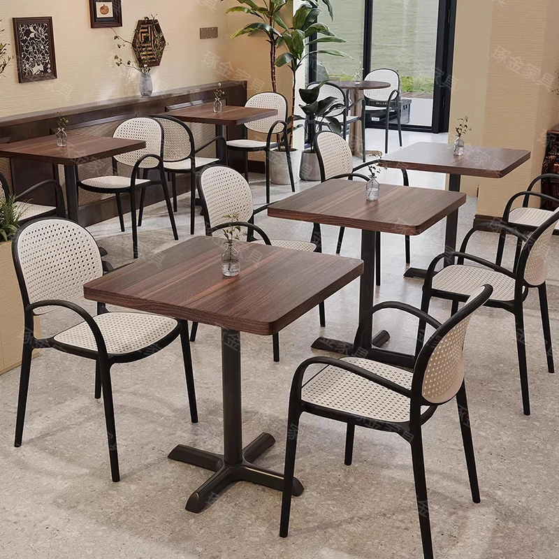 Nordic Retro Coffee Table Chairs Modern Minimalist Restaurant Solid Wood Table Chair Set Designer Commercial Furniture FYCT