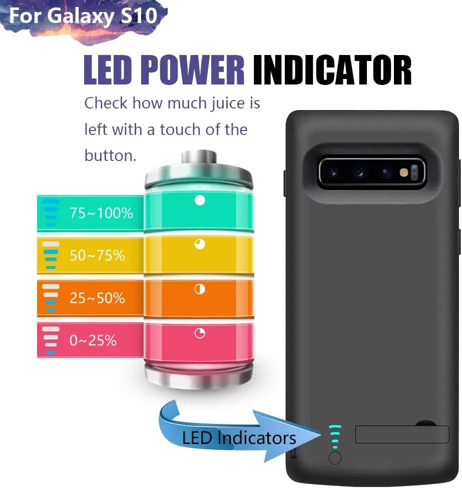 5000mAh Portable Protective Smart Charging Cover For Samsung Galaxy S10 Power Bank Rechargeable Extended Battery Charger Case