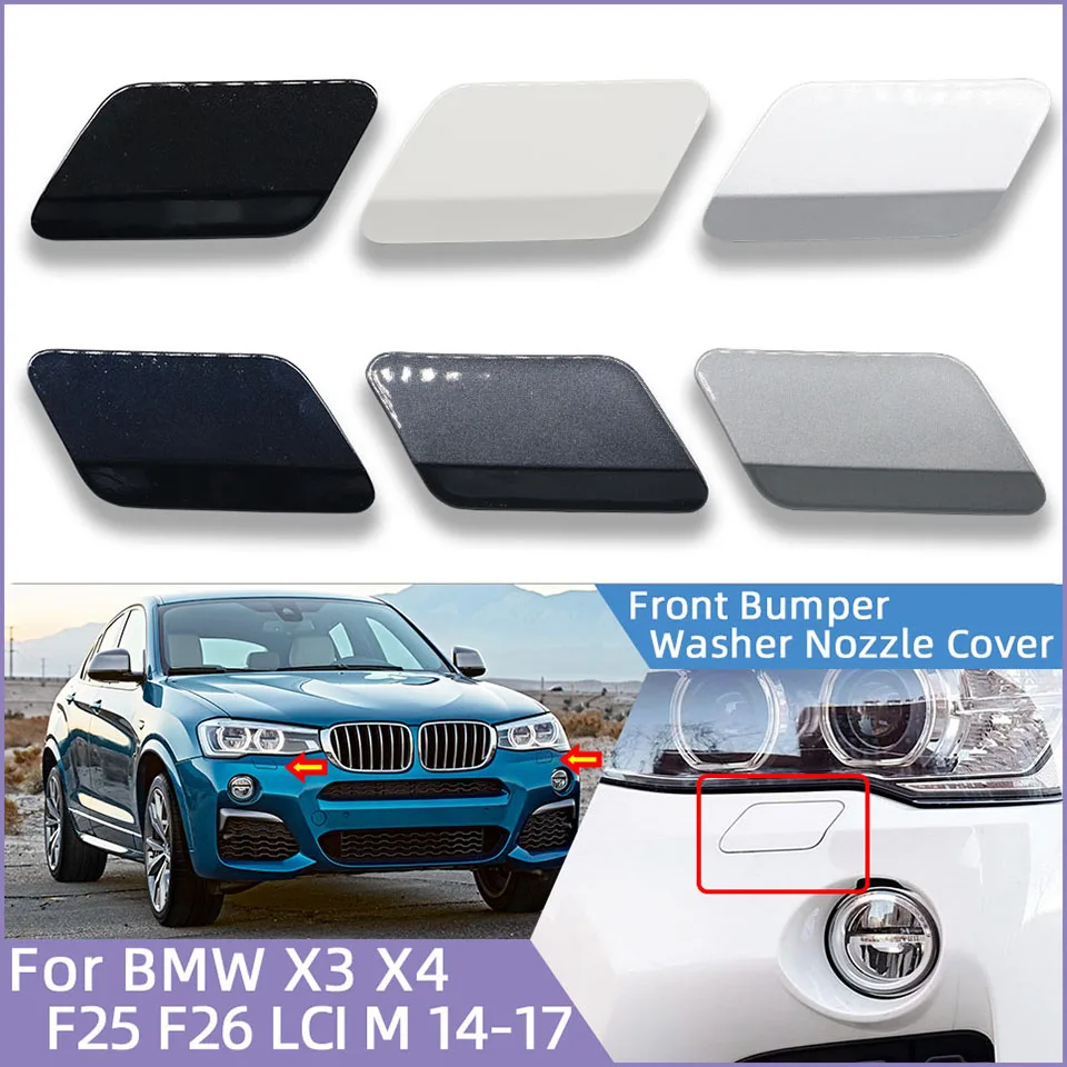 

Car Accessories Front Bumper Headlight Washer Nozzle Cover For X3 X4 F25 F26 LCI M-Sport 2014-2017 HeadLamp Water Spray Lid