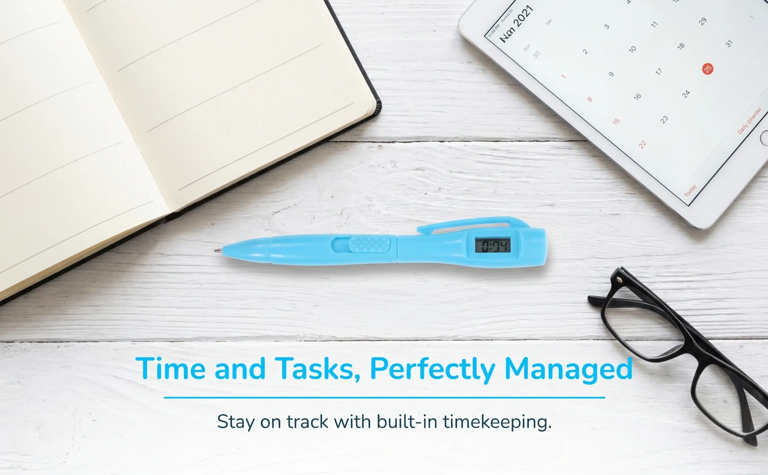 6Pcs Exam-Ready Ballpoint Pen with Embedded Digital Clock Smooth Fine-Tip Writing for Timed Tests Note-Taking Study and Office