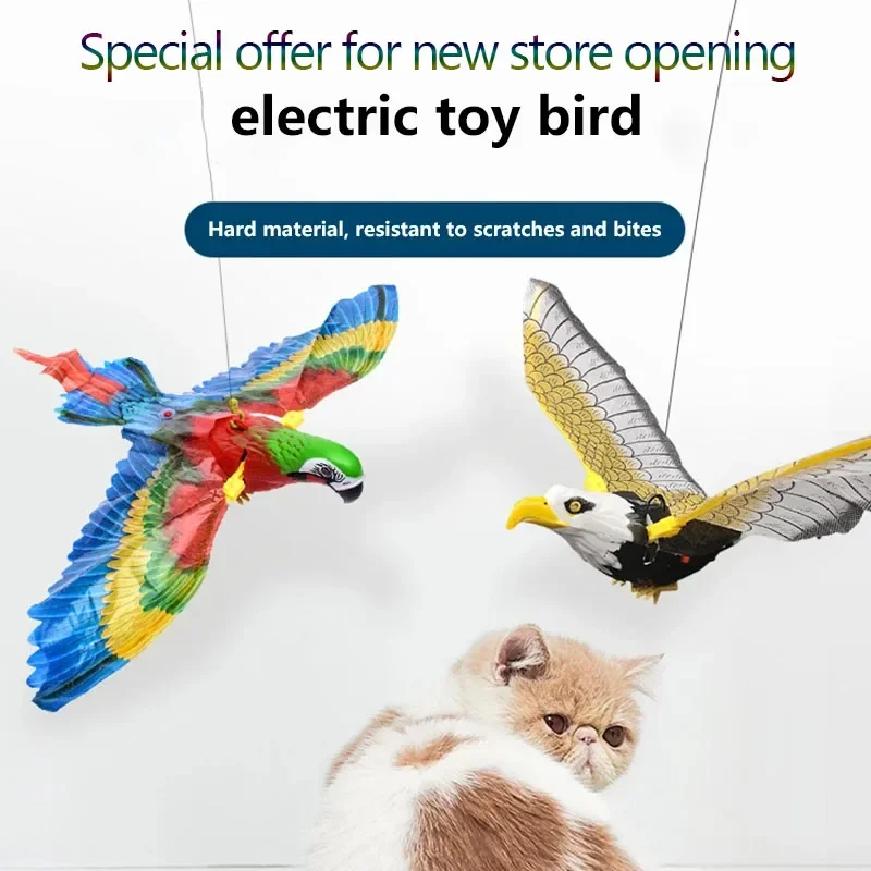 Simulation Bird Interactive Cat Toys Electric Hanging Eagl Flying Bird Cat Teasering Play Cat Stick Scratch Opening Preferential