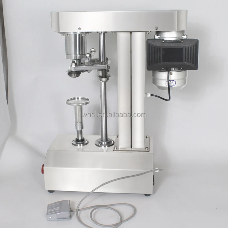 Stainless Steel Desktop Semi Automatic Easy Open PET Tin Pop Can  Seamer Capping Sealing Machine