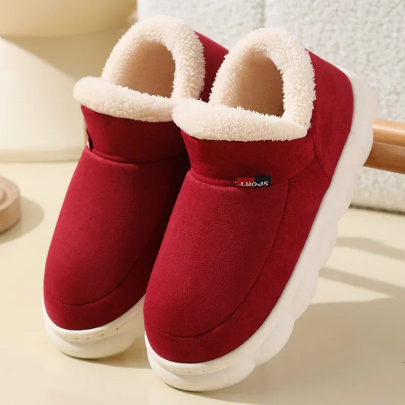 Winter Women Casual House Shoes 2025 Outdoor Couple Warm Cotton Shoes for Women Ankle Boots Indoor Plush Padded Slippers for Men