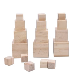 1/1.5/2/2.5cm Unfinished Blank Mini DIY Wooden Square Blocks Wood Solid Cubes for Woodwork Craft Kids Toy Puzzle Making Material