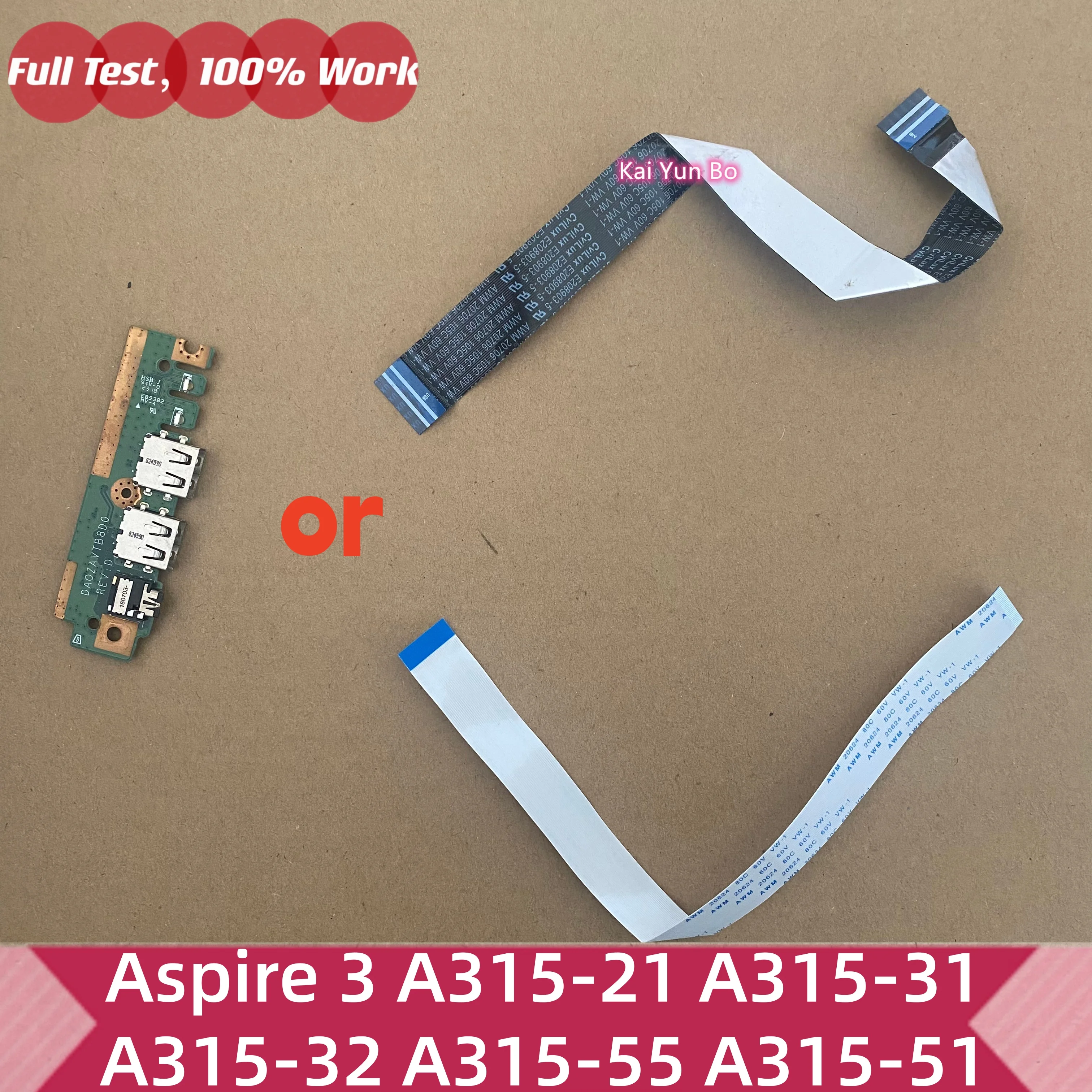 Placa de Áudio USB ou Cabo IO para Laptop Acer Aspire 3 A315-21 A315-31 A315-32 A315-55 A315-51 N17Q2 N17Q3 DAOZAVTB8D0 DA0ZAVTB8D0