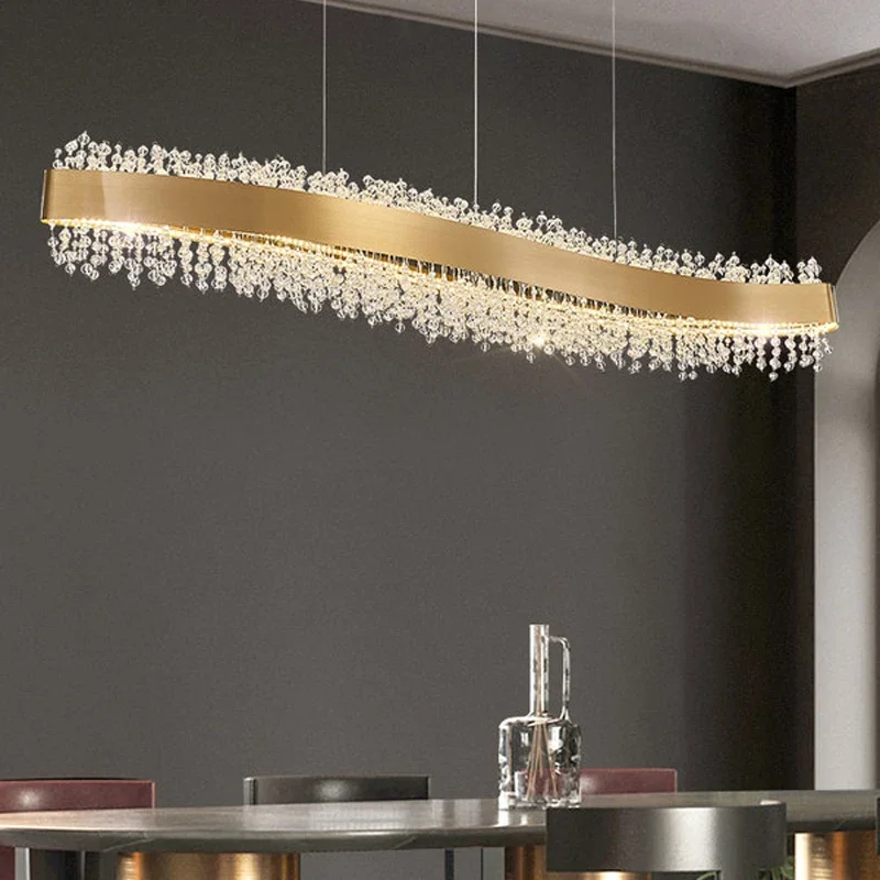 Lustre de cristal para restaurante Lâmpada LED moderna Sala de estar Mesa de cozinha Luz criativa, luxo