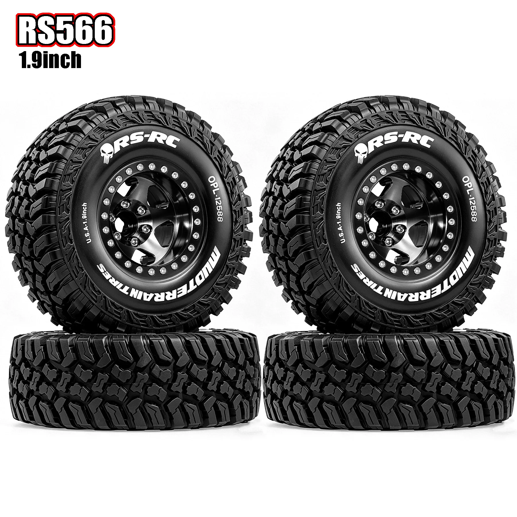 RED SPIDER 4Pcs Metal 1.9 Beadlock Wheel Rim Tires Set for 1/10 RC Crawler Car Traxxas TRX4 Axial SCX10 II III Redcat Gen 8