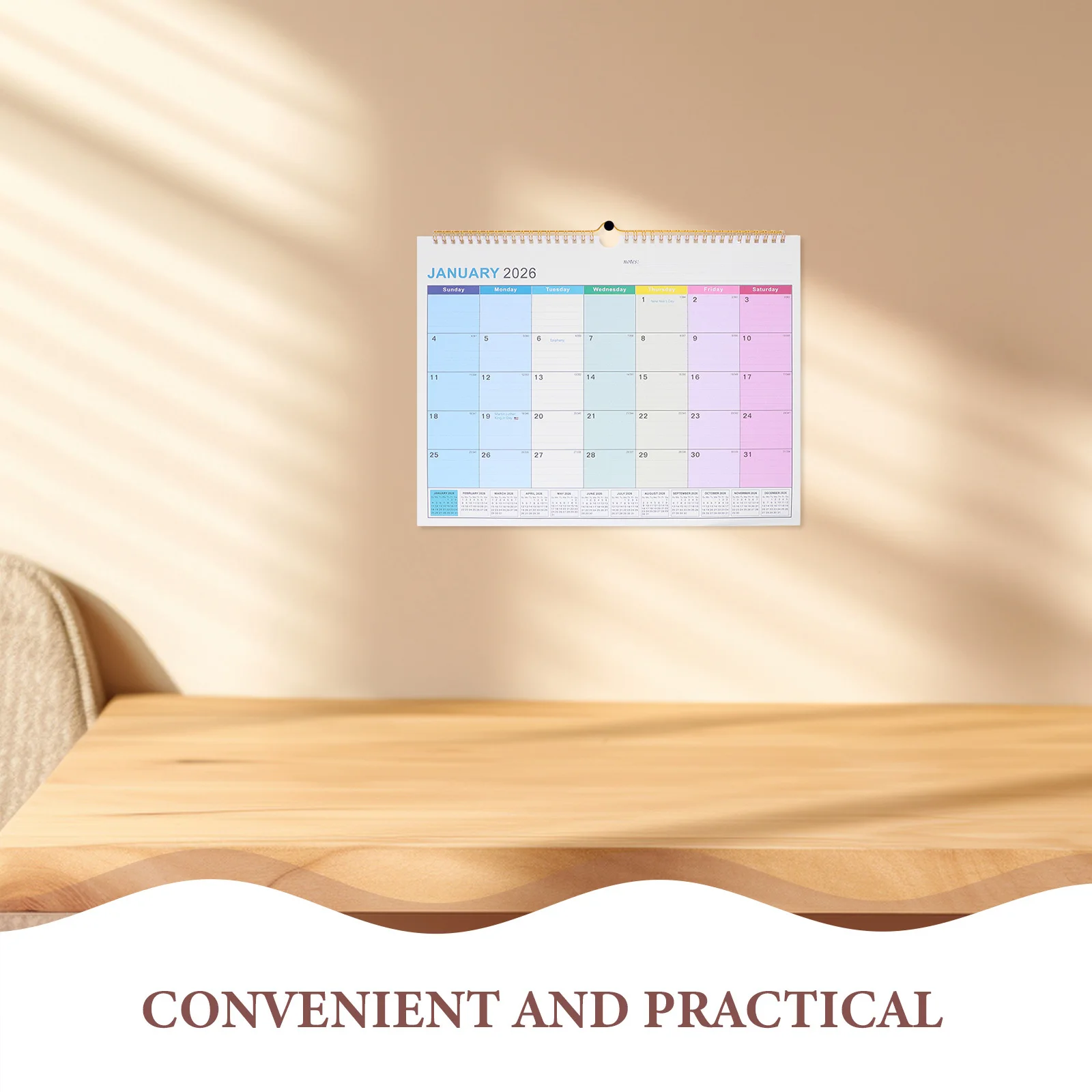 18 شهرًا معلق على الحائط 2026-2027 مخطط شهري لمكتب المنزل الأسرة الجدول الزمني المنظم الجمالية ورق حائط التقويم #5