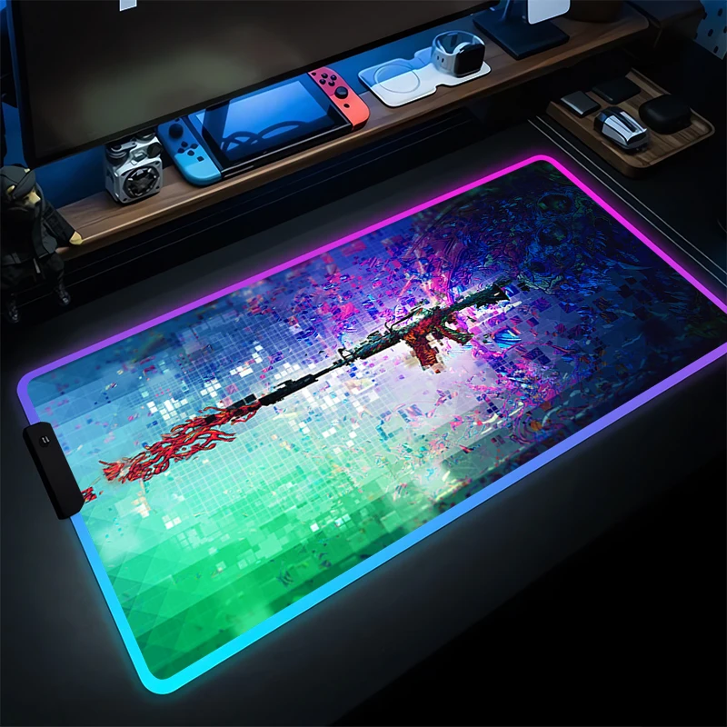 

LED Mouse Pad Rubber PC RGB Computer Gaming Accessories Mousepad Counter Strike HD Print Desk Mouse Mat CSGO Gamer Keyboard Pad
