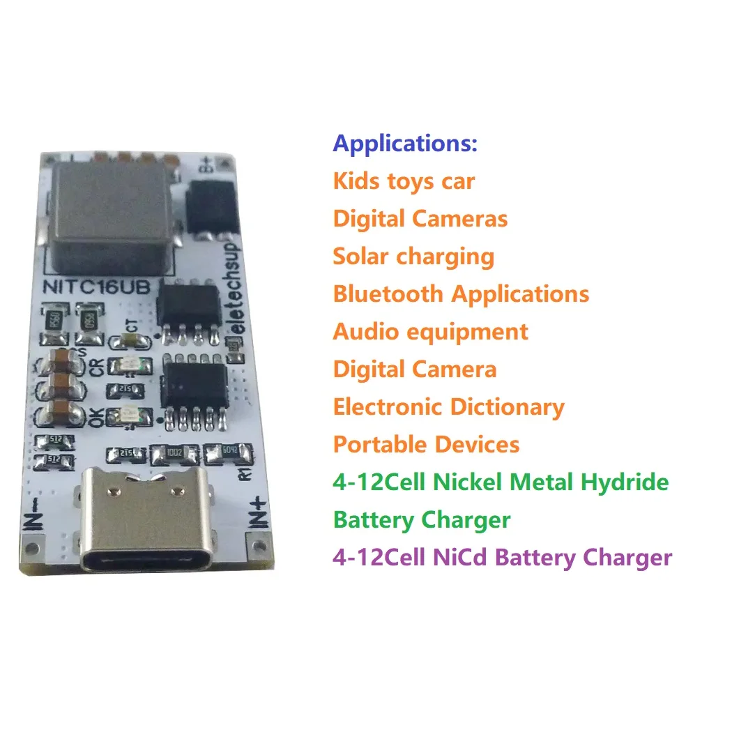 

2A/4A 4-12-элементный модуль зарядного устройства NIMH TYPE-C DC 5V Boost BMS CC/CV NiCd для аккумуляторов 4,8 В 6 В 7,2 В 8,4 В 9,6 В 10,8 В 12 В 13,2 В 14,4 В