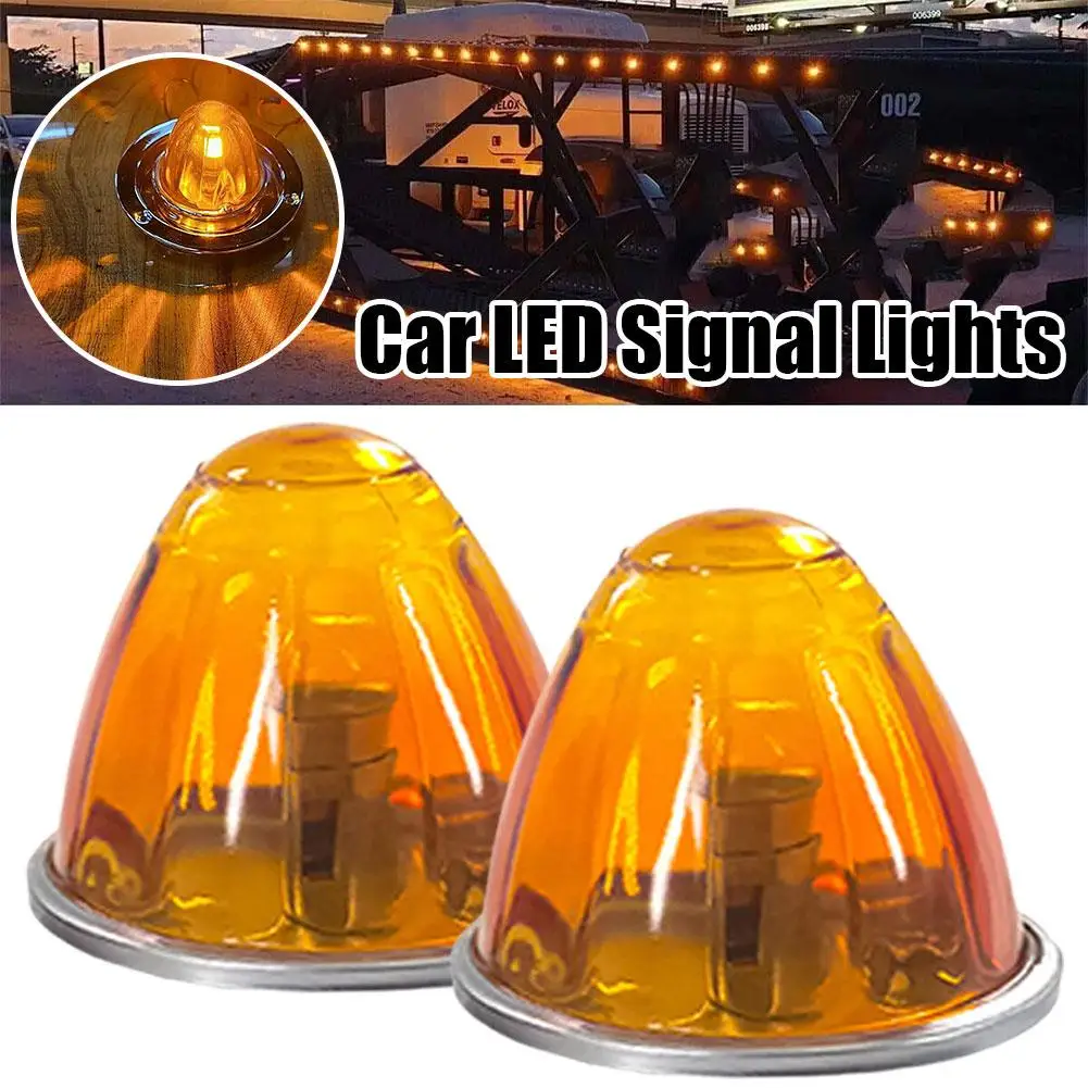2Pcs Truck Flashing Lights 12V 24V LED Trailer Side Marker Lights Tractor Strobe Light White Amber Red Blue Green Van Bus RV
