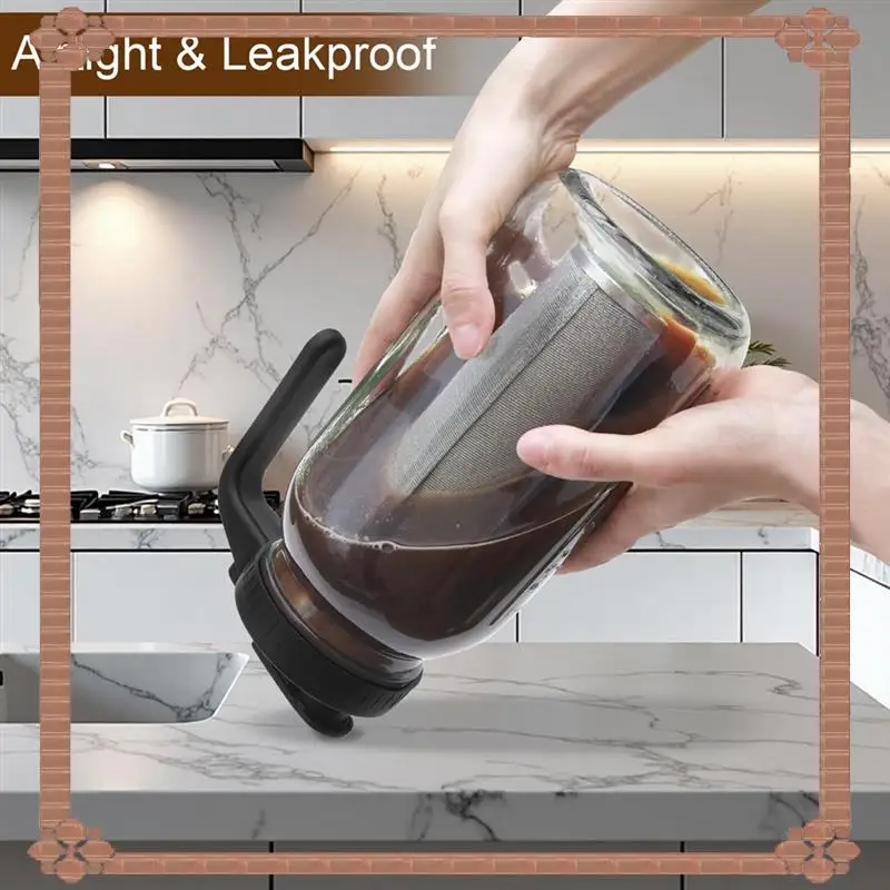 

24-Hour Delivery Iced Coffee Tea Pitcher 64 Oz, Cold Brew Coffee Maker Pitcher For Fridge With Filter, Includes Pour Spout Lid