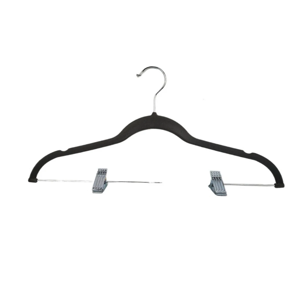 5pcs Non-Slip Clothes Hangers Wardrobe Organizer with Movable Clips Velvet Ultra Thin No Slip Rack Skirt Pants Hangers for Home