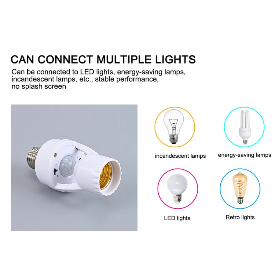 Sockel E27 Konverter mit Pir Bewegungs sensor Ampulle LED 240-V E27 Lampen sockel intelligenter Glühbirnen schalter