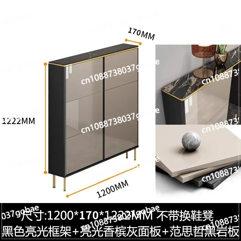 ZC rock slab black ultra-thin shoe cabinet 17cm household door entrance narrow tipping bucket entrance cabinet